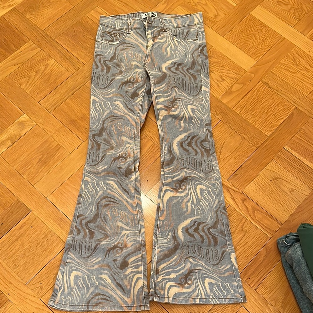 I.AM.GIA Swirl Pattern Flare Jeans